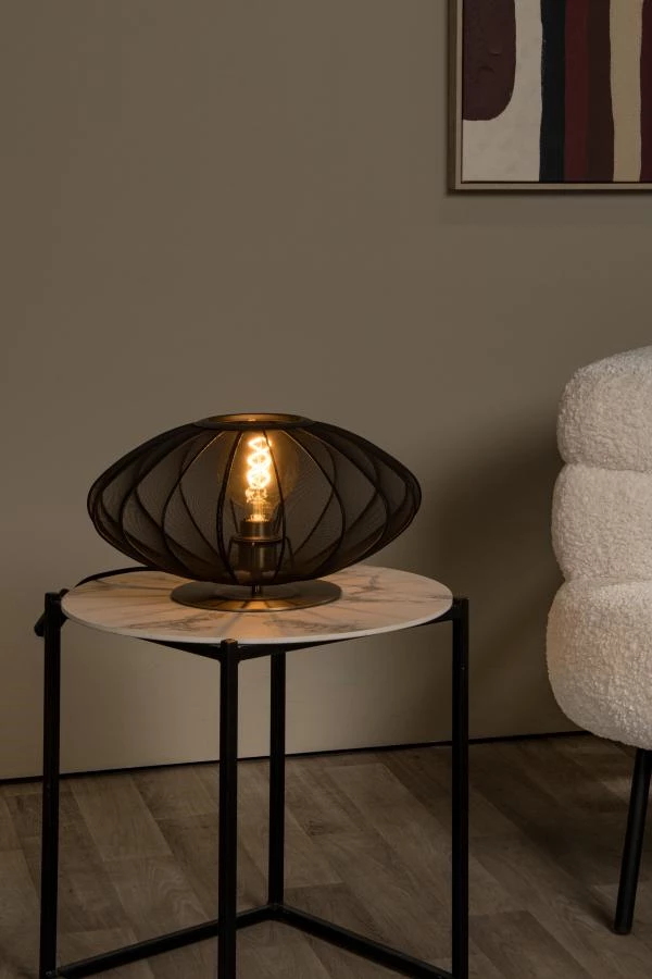 Lucide CORINA - Lámpara de mesa - Ø 40 cm - 1xE27 - Negro - ambiente 1